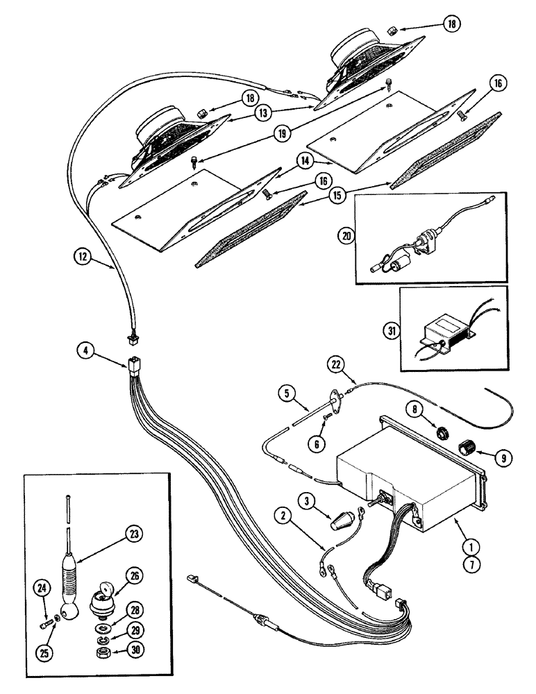 Схема запчастей Case IH 1896 - (4-100) - HEADLINER MOUNTED RADIO AND SPEAKERS (04) - ELECTRICAL SYSTEMS