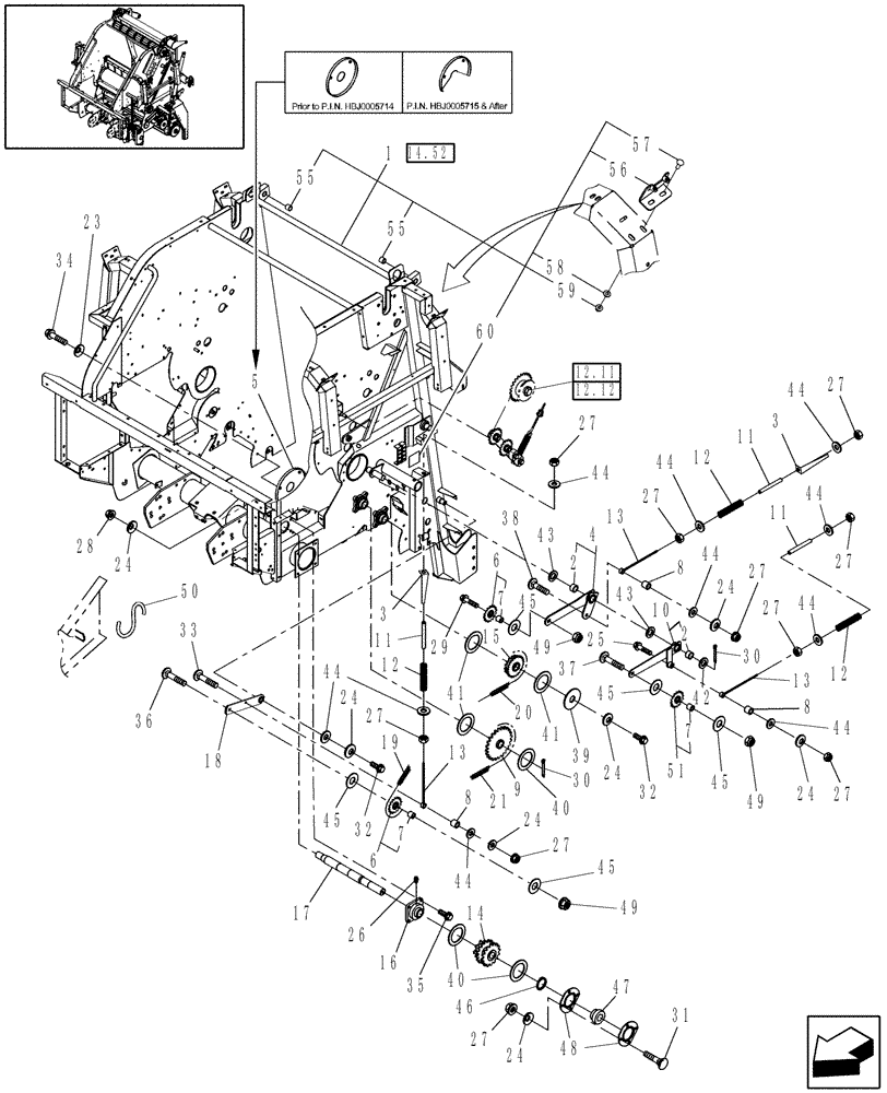 Схема запчастей Case IH RBX452 - (12.18) - MAIN FRAME & DRIVE, LH, ROTOR (12) - MAIN FRAME