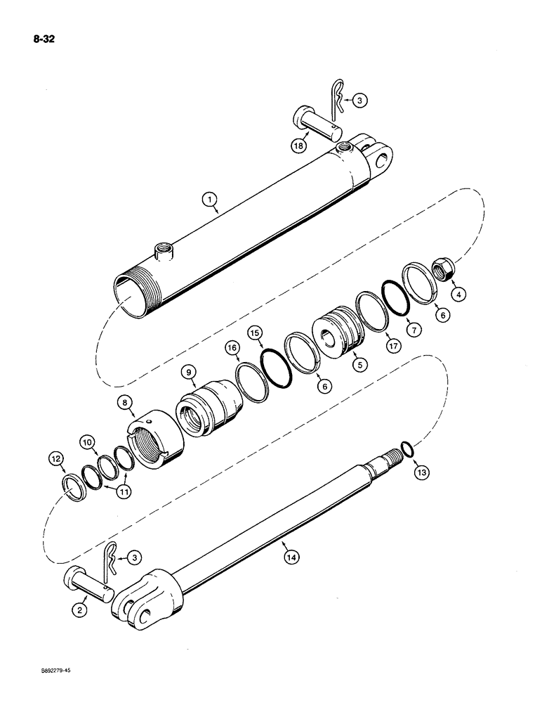 Схема запчастей Case IH 780 - (8-32) - TRANSPORT LIFT CYLINDER, 71958C91, WELDED TYPE, 3-1/2 INCH ID (08) - HYDRAULICS