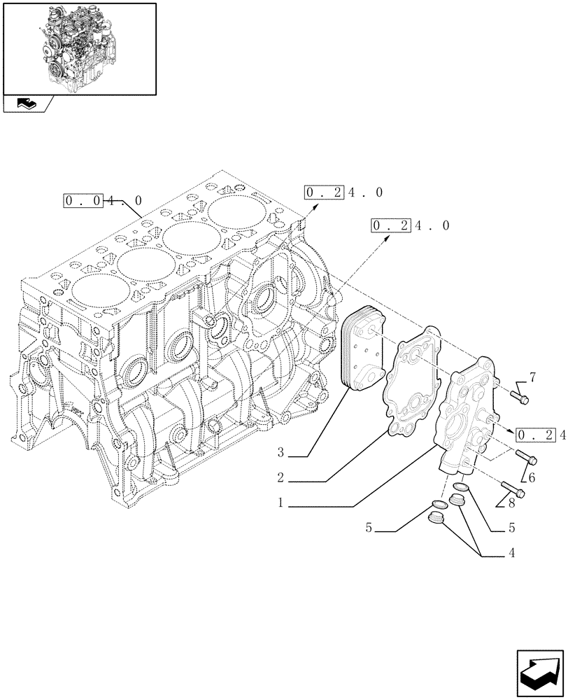 Схема запчастей Case IH FARMALL 75C - (0.31.0) - HEAT EXCHANGER (01) - ENGINE