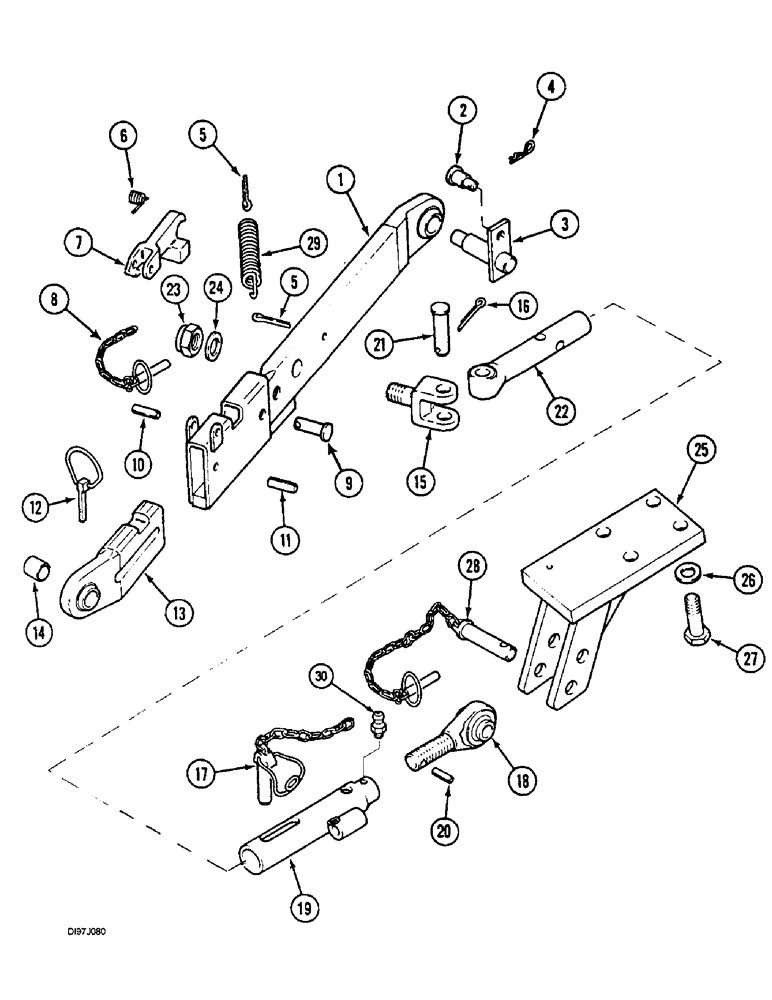 Схема запчастей Case IH 3230 - (9-108) - THREE POINT HITCH, TELESCOPIC LOWER LINKS (09) - CHASSIS/ATTACHMENTS