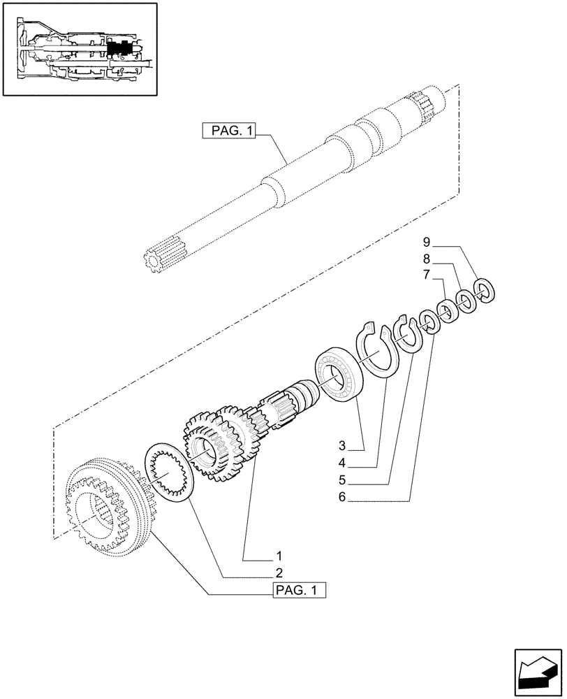 Схема запчастей Case IH JX1085C - (1.28.1[02]) - TRANSMISSION GEARS (03) - TRANSMISSION