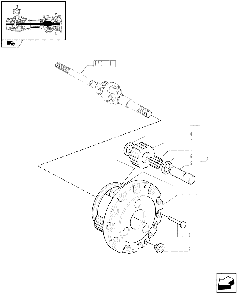 Схема запчастей Case IH FARMALL 75C - (1.40.6/10[03]) - FRONT AXLE WITH ELECTROHYDR. DIFF. LOCK WITH FRONT BRAKE (40 KM/H)-EPICYCLIC REDUCTION GEAR (VAR.331329-332329-335329) (04) - FRONT AXLE & STEERING