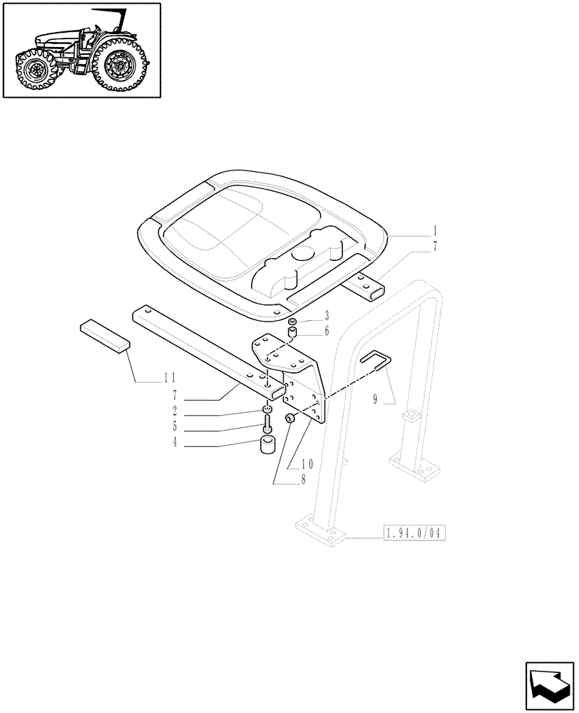 Схема запчастей Case IH JX1100U - (1.94.0/03[01A]) - (VAR.857) HARD TOP - PLATES & SUPPORTS - D5381 (10) - OPERATORS PLATFORM/CAB