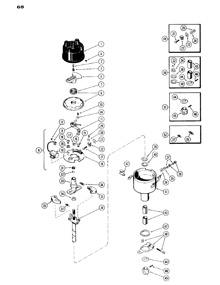 Схема запчастей Case IH 530 - (068) - DISTRIBUTOR PARTS, 530 SERIES, 159 SPARK IGNITION ENGINE (04) - ELECTRICAL SYSTEMS