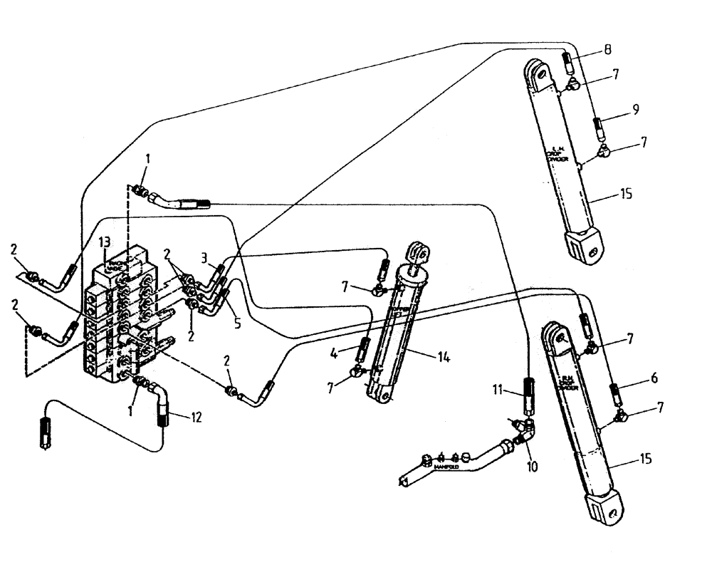 Схема запчастей Case IH 7700 - (B06-25) - HYDRAULIC CIRCUIT (TOPPER AND CROPDIVIDER 7700), UP TO AND Hydraulic Components & Circuits