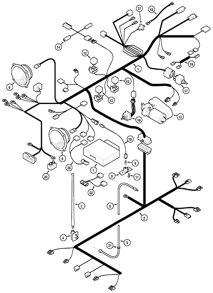 Схема запчастей Case IH MX120 - (04-06) - HARNESS CAB ROOF (04) - ELECTRICAL SYSTEMS