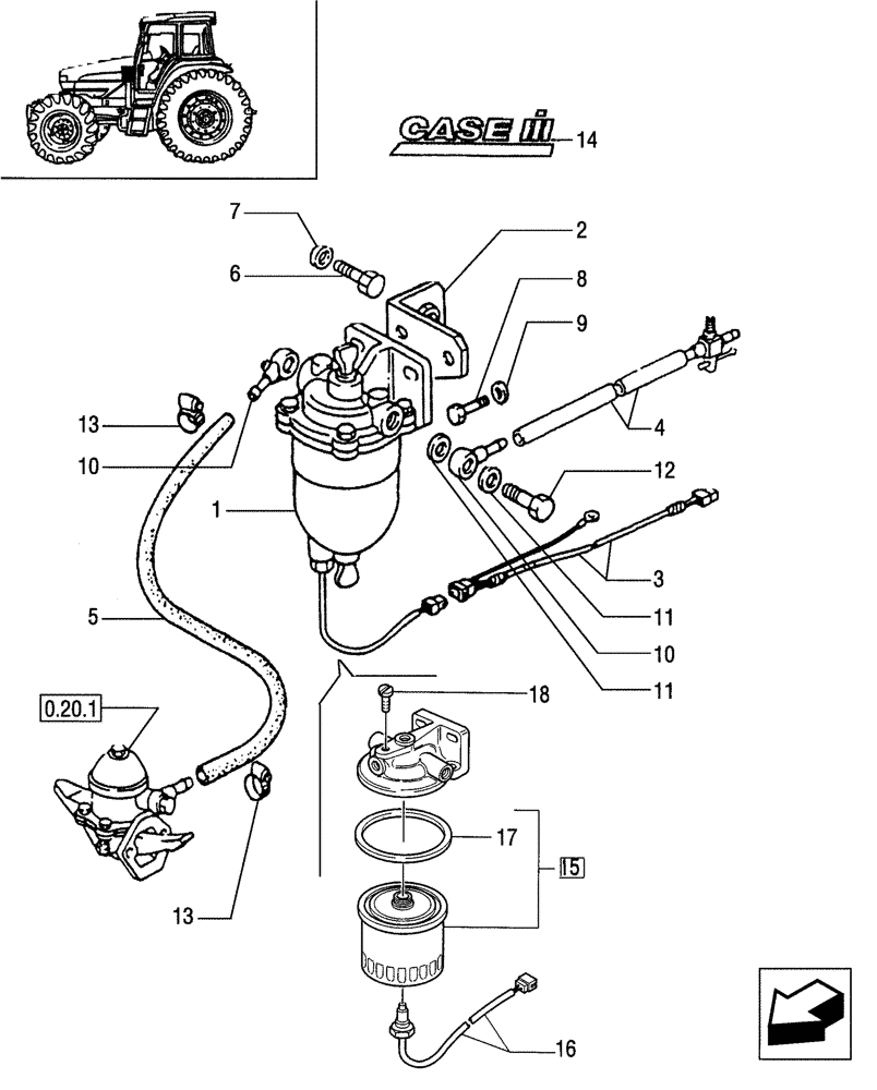 Схема запчастей Case IH JX90 - (0.20.0/01) - (VAR.130) FUEL FILTER (01) - ENGINE