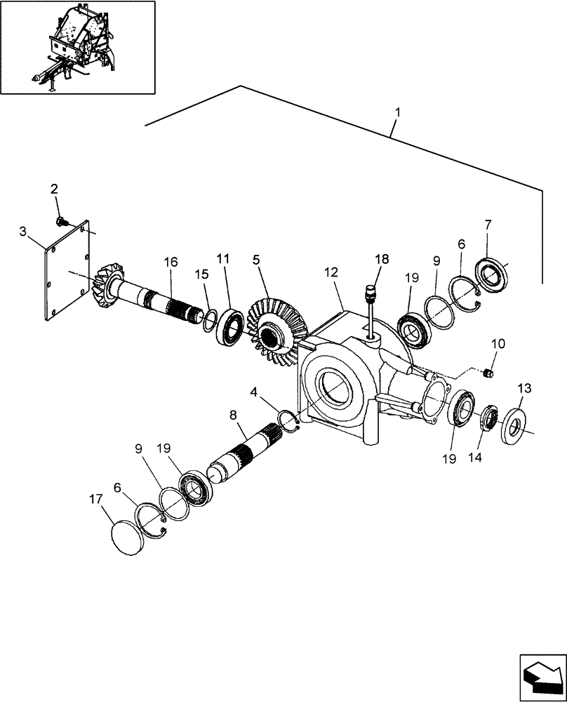 Схема запчастей Case IH RBX562 - (03.25) - GEARBOX, 1000 RPM (03) - MAIN GEARBOX