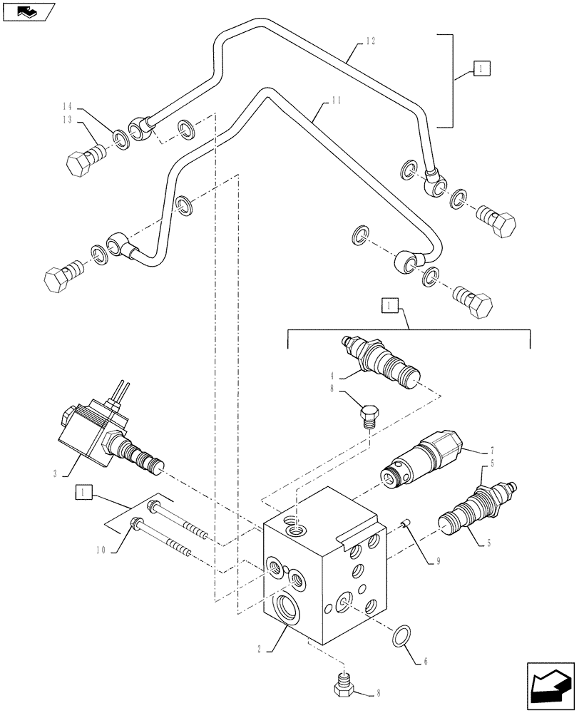 Схема запчастей Case IH FARMALL 40B - (35.100.05) - TM CONTROL VALVE - HST (35) - HYDRAULIC SYSTEMS
