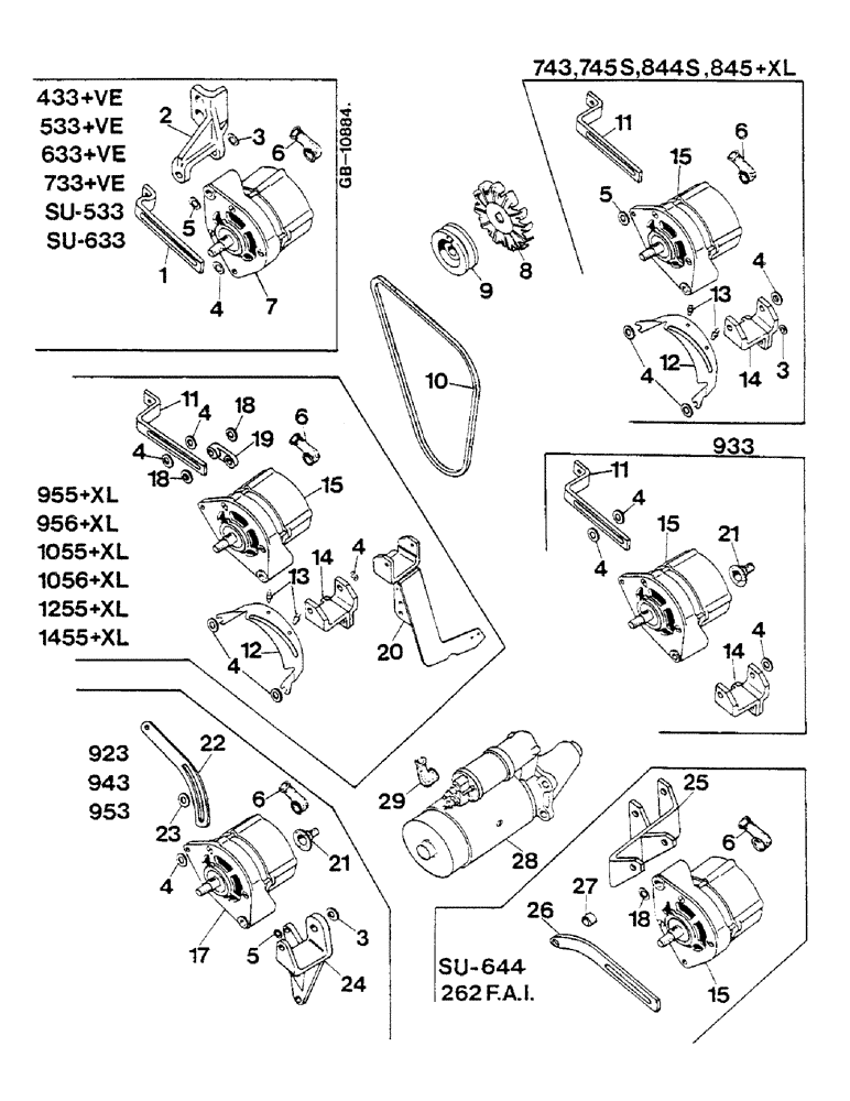 Схема запчастей Case IH D-206 - (09-02) - STARTING MOTOR, ALTERNATOR 