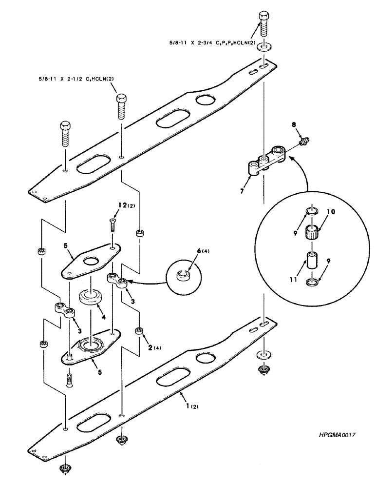Схема запчастей Case IH 8830 - (46) - SWAYBAR ASSEMBLY, RIGHT AND LEFT (58) - ATTACHMENTS/HEADERS