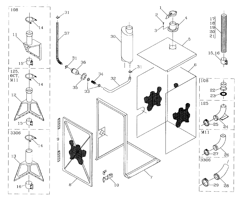 Схема запчастей Case IH 7700 - (C03[04]) - AIR INLET SCREEN AND EXHAUST Engine & Engine Attachments