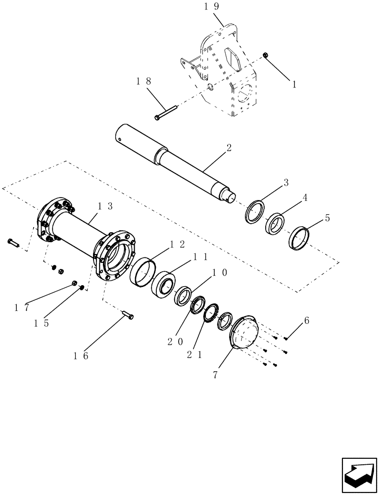 Схема запчастей Case IH 3430 - (44.151.05) - REAR DUAL HUB/SPINDLE (44) - WHEELS