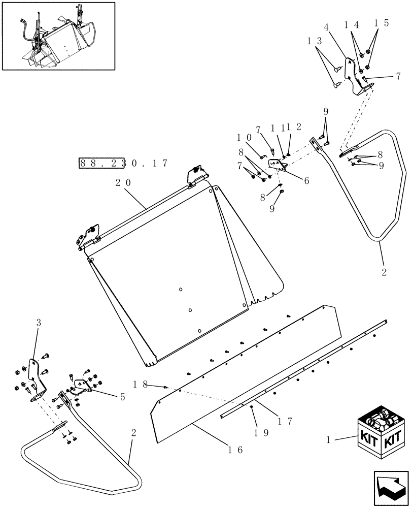 Схема запчастей Case IH 9120 - (88.230.18) - SPREADER CHUTE, WINDROW - EU - 7120, 8120, 9120 (88) - ACCESSORIES