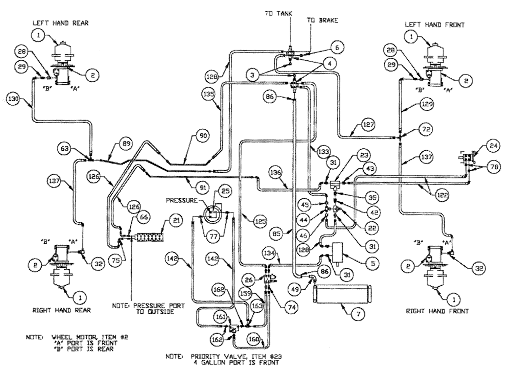 Схема запчастей Case IH PATRIOT II - (06-001) - HYDRAULIC PLUMPING - BASIC UNIT Hydraulic Plumbing