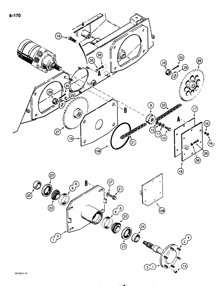 Схема запчастей Case IH 1818 - (6-170) - AXLES AND DRIVE CHAINS (06) - POWER TRAIN