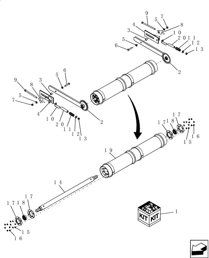 Схема запчастей Case IH 8010 - (60.130.07) - KIT, FRONT FEEDER DRUM SPRING TENSION - 7010/8010 (60) - PRODUCT FEEDING