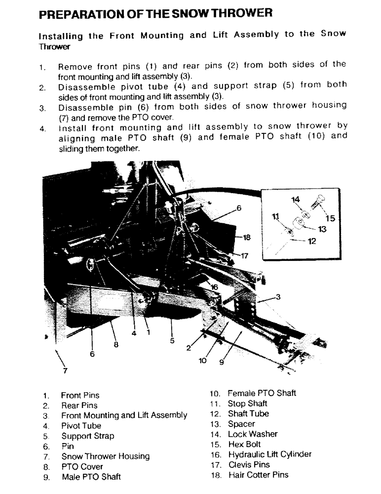 Схема запчастей Case IH ST54 - (08) - PREPARATION OF THE SNOW THROWER, CONTINUED, INSTALLING FRONT MOUNTING AND LIFT ASSEMBLY 
