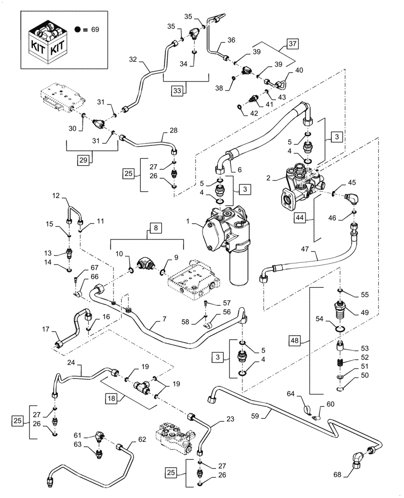 Схема запчастей Case IH MX245 - (08-09) - HYDRAULIC SYSTEM - TRANSMISSION LUBE (08) - HYDRAULICS