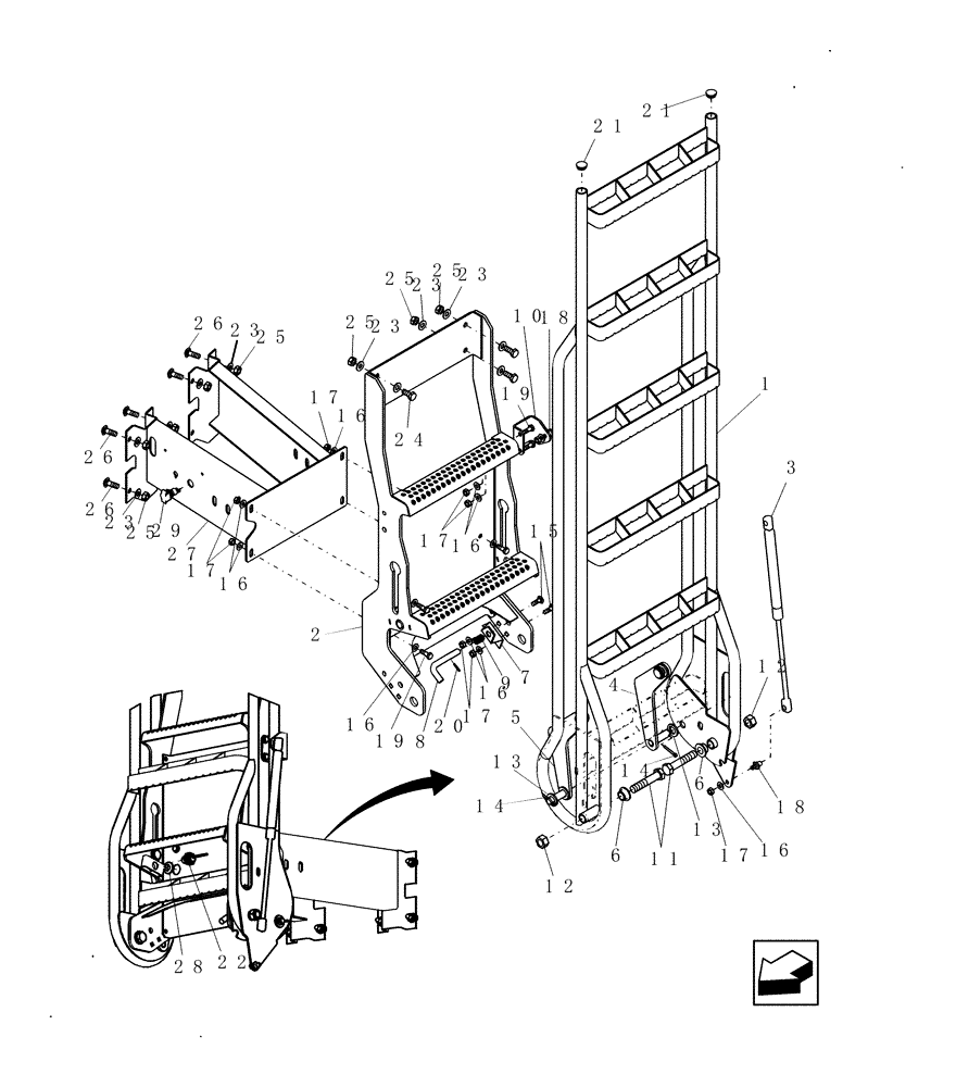 Схема запчастей Case IH 8010 - (90.118.12) - LADDER ASSY, REAR (90) - PLATFORM, CAB, BODYWORK AND DECALS
