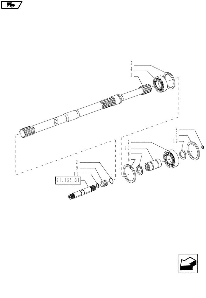 Схема запчастей Case IH MAGNUM 190 - (21.155.20) - TRANSMISSION PTO INPUT SHAFT, WITH POWERSHIFT TRANSMISSION (21) - TRANSMISSION