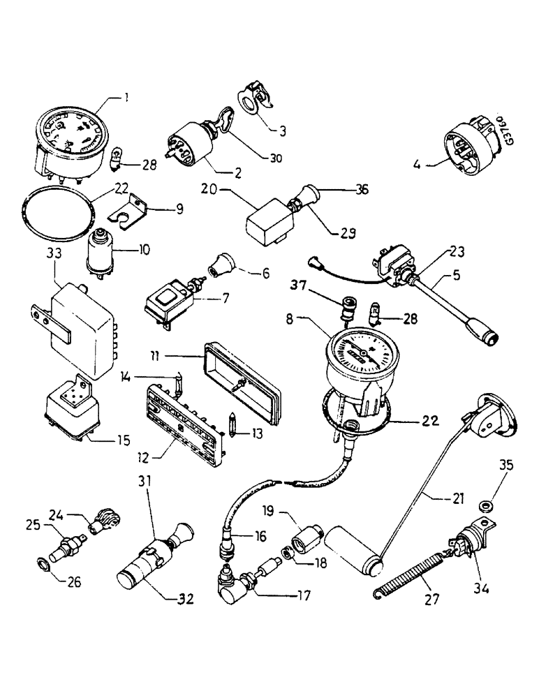 Схема запчастей Case IH 553 - (080) - ELECTRICAL INSTRUMENTS (04) - ELECTRICAL SYSTEMS