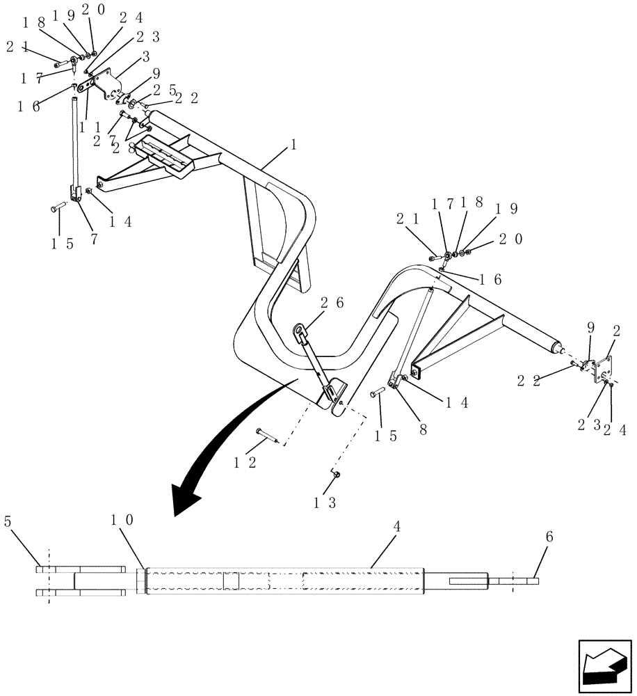 Схема запчастей Case IH 9120 - (80.154.09) - HINGE SYSTEM, GRAIN TANK COVERS (80) - CROP STORAGE/UNLOADING