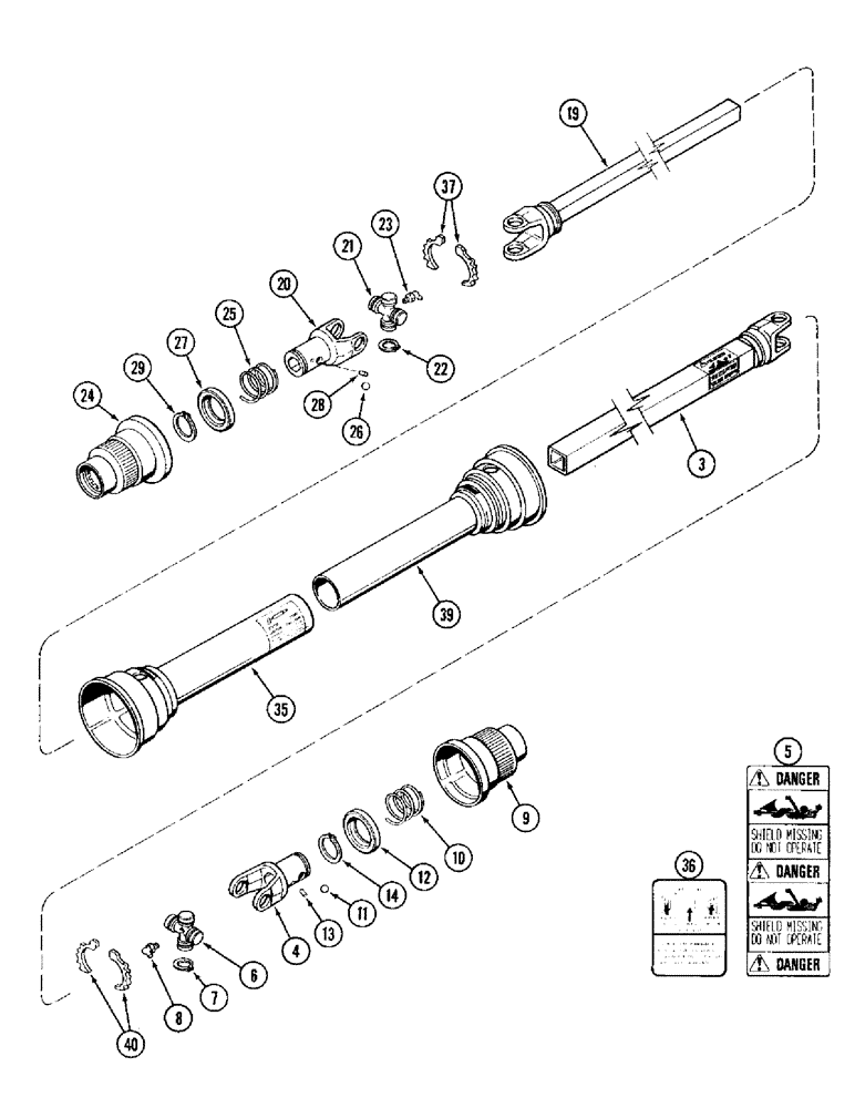 Схема запчастей Case IH 1010 - (9B-30) - KNIFE DRIVE SHAFT, 15.0, 17.5 AND 20.0 FOOT HEADER (HAYES-DANA) (58) - ATTACHMENTS/HEADERS