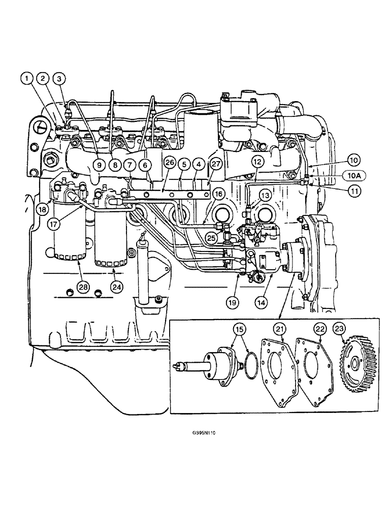 Схема запчастей Case IH DT-407 - (7-38) - FUEL INJECTION PUMP AND CONNECTIONS, 856, 2856 TRACTORS AND 815 COMBINES 