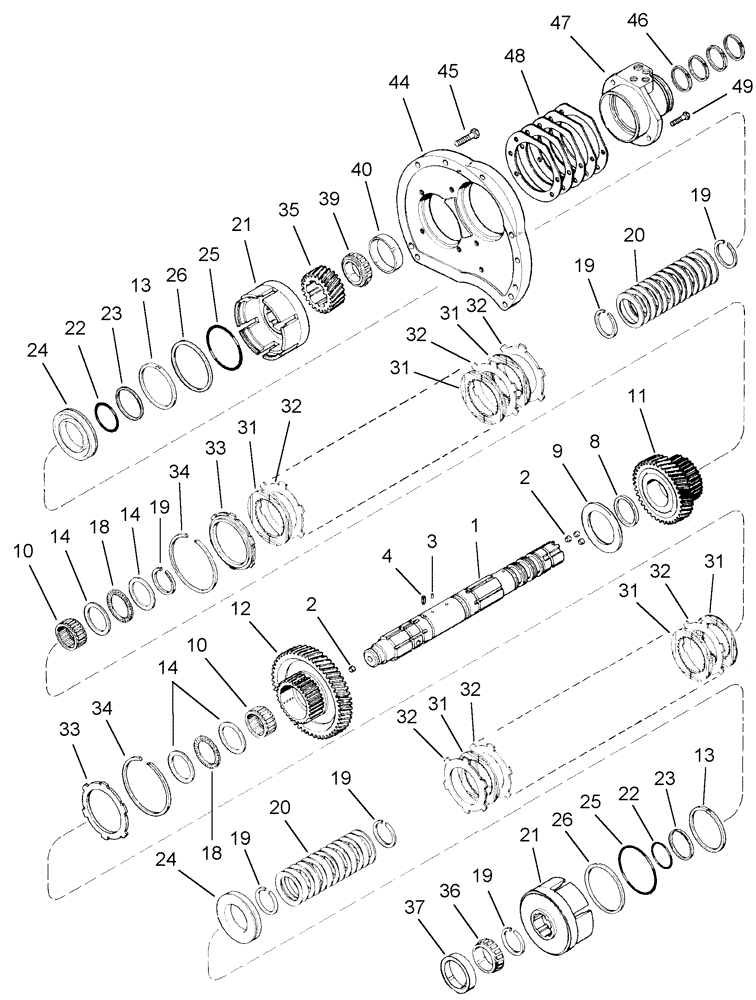 Схема запчастей Case IH MX210 - (06-22) - RANGE TRANSMISSION - INPUT SHAFT, TRANSMISSION BSN AJB0361241 (06) - POWER TRAIN