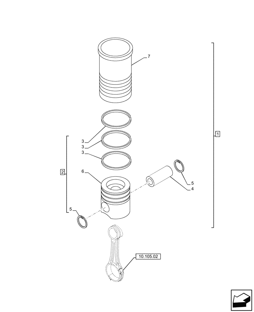 Схема запчастей Case IH F3BFE613A A002 - (10.105.01) - PISTON - ENGINE (5801372229) (10) - ENGINE