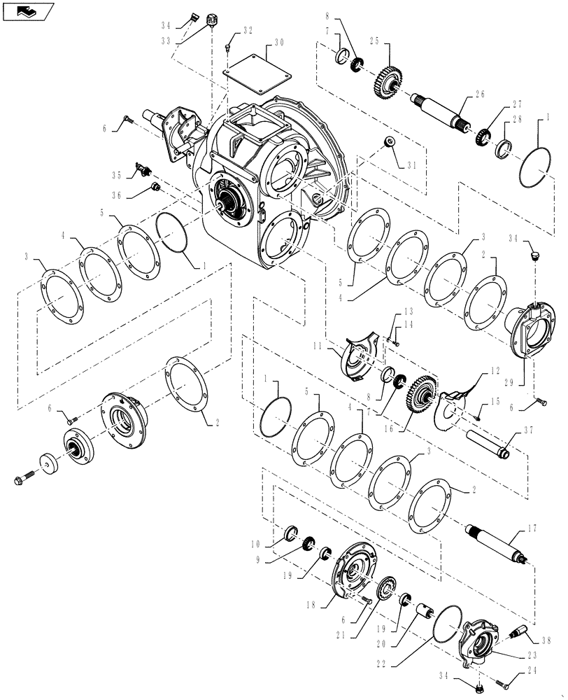Схема запчастей Case IH 6130 - (14.100.10[02]) - POWER TAKEOFF GEARBOX ASSEMBLY CONTINUED (14) - MAIN GEARBOX & DRIVE
