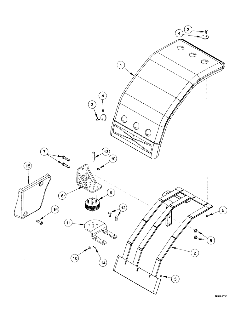 Схема запчастей Case IH MX240 - (9-016) - FENDERS, FRONT, WIDE (09) - CHASSIS/ATTACHMENTS