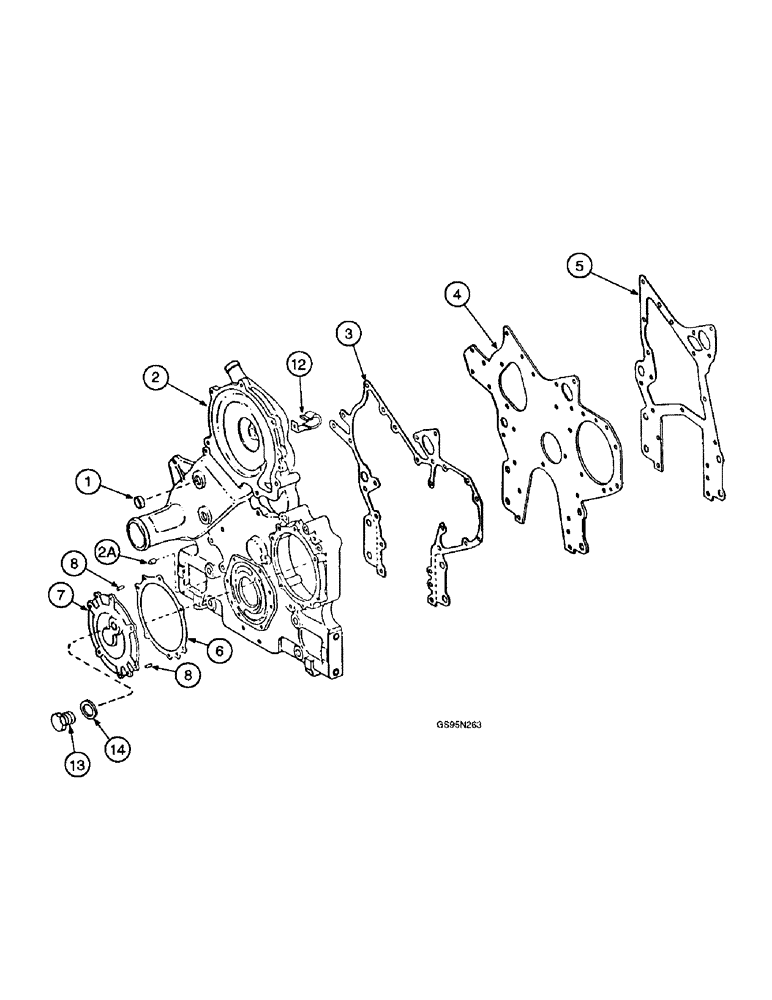 Схема запчастей Case IH DTI-466C - (9E-014) - CRANKCASE FRONT COVER AND RELATED PARTS 