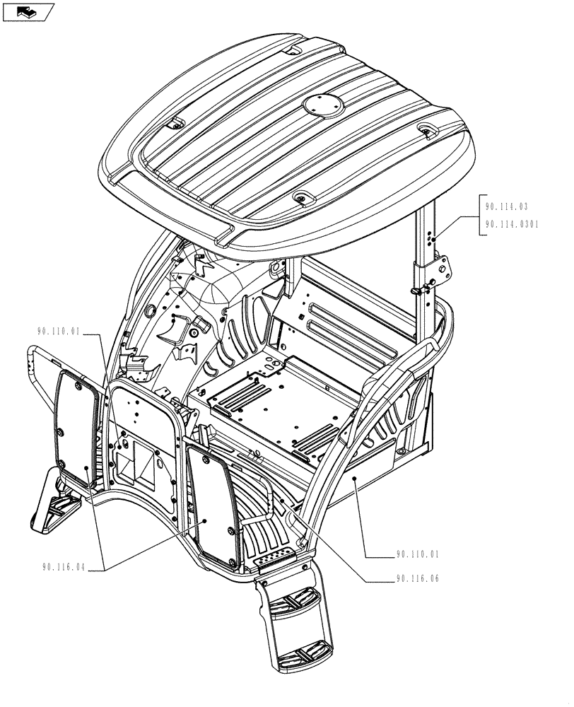 Схема запчастей Case IH FARMALL 65C - (90.000.00[03]) - PICTORIAL INDEX - PLATFORM, CAB, BODYWORK AND DECALS (90) - PLATFORM, CAB, BODYWORK AND DECALS