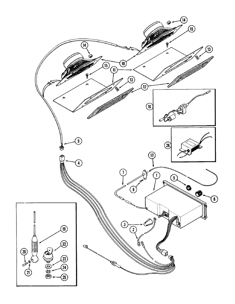 Схема запчастей Case IH 2394 - (4-66) - HEADLINER MOUNTED RADIO AND SPEAKERS (04) - ELECTRICAL SYSTEMS