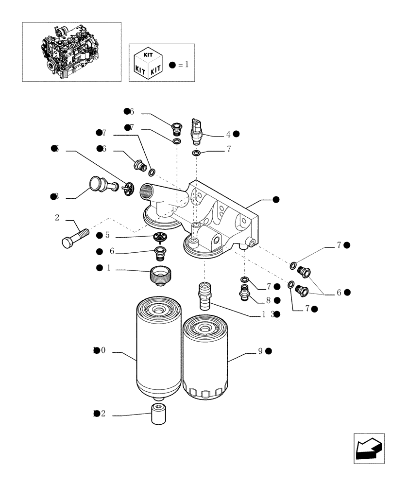 Схема запчастей Case IH PUMA 195 - (0.20.0) - FUEL FILTER (01) - ENGINE