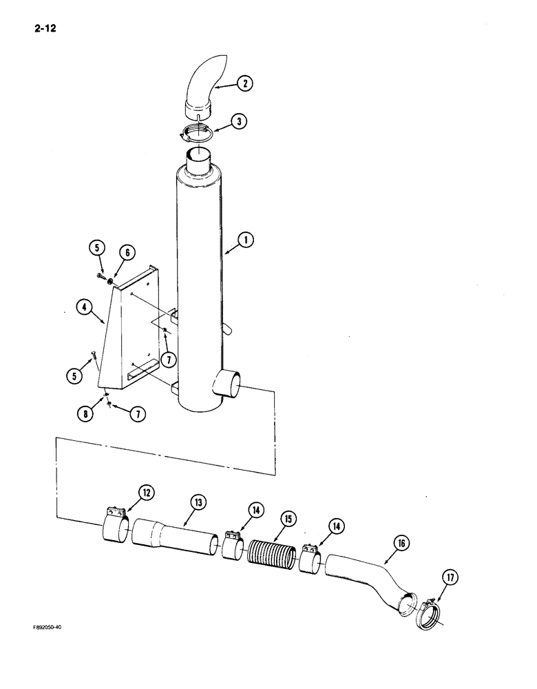 Схема запчастей Case IH 9150 - (2-12) - EXHAUST SYSTEM (02) - ENGINE