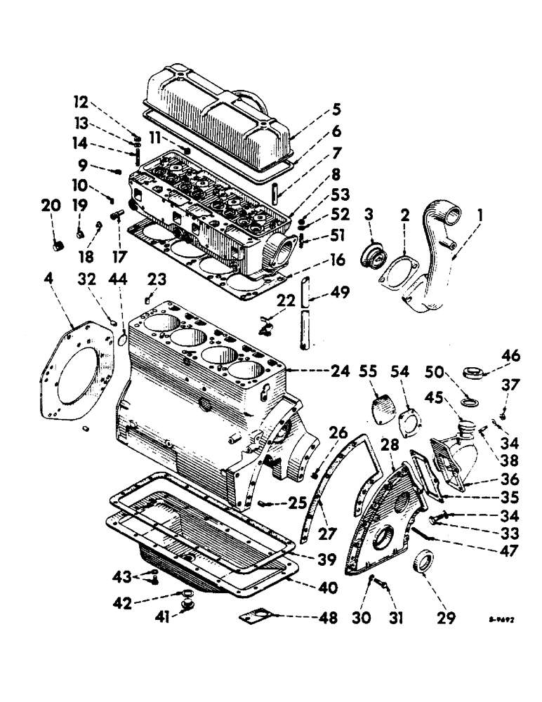 Схема запчастей Case IH 350 - (052) - DIESEL ENGINE, CRANKCASE, CYLINDER HEAD, VALVE AND GEAR COVERS (01) - ENGINE