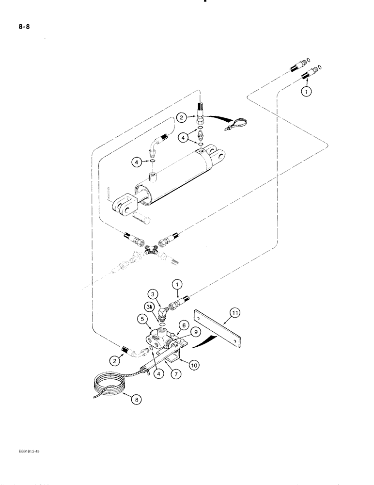 Схема запчастей Case IH 475 - (8-08) - TRANSPORT LIFT HYDRAULIC CIRCUIT, DISK HARROWS WITH HYDRAULIC FOLDING WINGS, 1/2 INCH ID HOSES (08) - HYDRAULICS