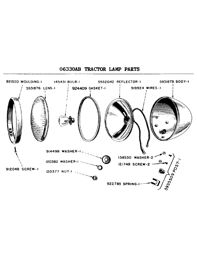 Схема запчастей Case IH S-SERIES - (038) - O6330AB TRACTOR LAMP PARTS, S, SC, SO (04) - ELECTRICAL SYSTEMS