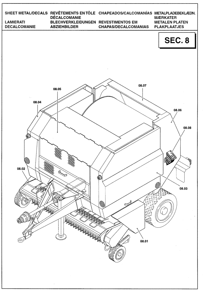 Схема запчастей Case IH RBX341 - (0.0024[01]) - SECTION LIST 8 - SHEET METAL/DECALS (00) - GENERAL
