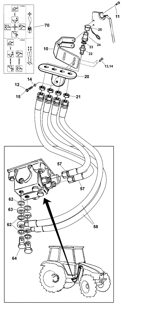 Схема запчастей Case IH L740 - (35.525.AA[03]) - VAR - 717518006 - HYDRAULIC HOSE KIT (35) - HYDRAULIC SYSTEMS