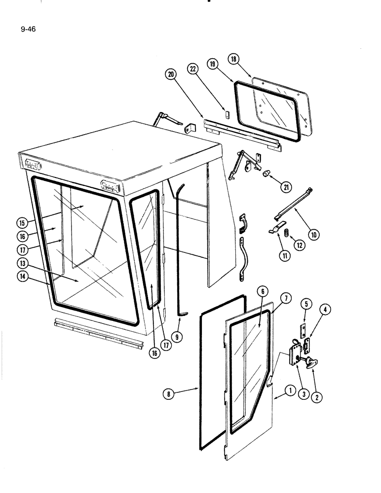 Схема запчастей Case IH 5000 - (9-46) - OPERATORS CAB GLASS AND DOOR (09) - CHASSIS/ATTACHMENTS