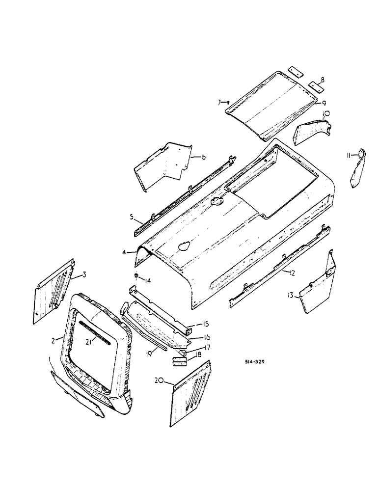Схема запчастей Case IH 574 - (13-126A) - HOOD AND FRONT PANELS -454 MACHINES-,    - MACHINE CAB - (05) - SUPERSTRUCTURE