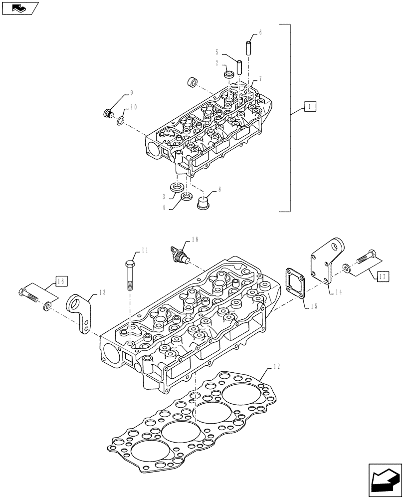 Схема запчастей Case IH FARMALL 50B - (10.101.02) - CYLINDER HEAD (10) - ENGINE