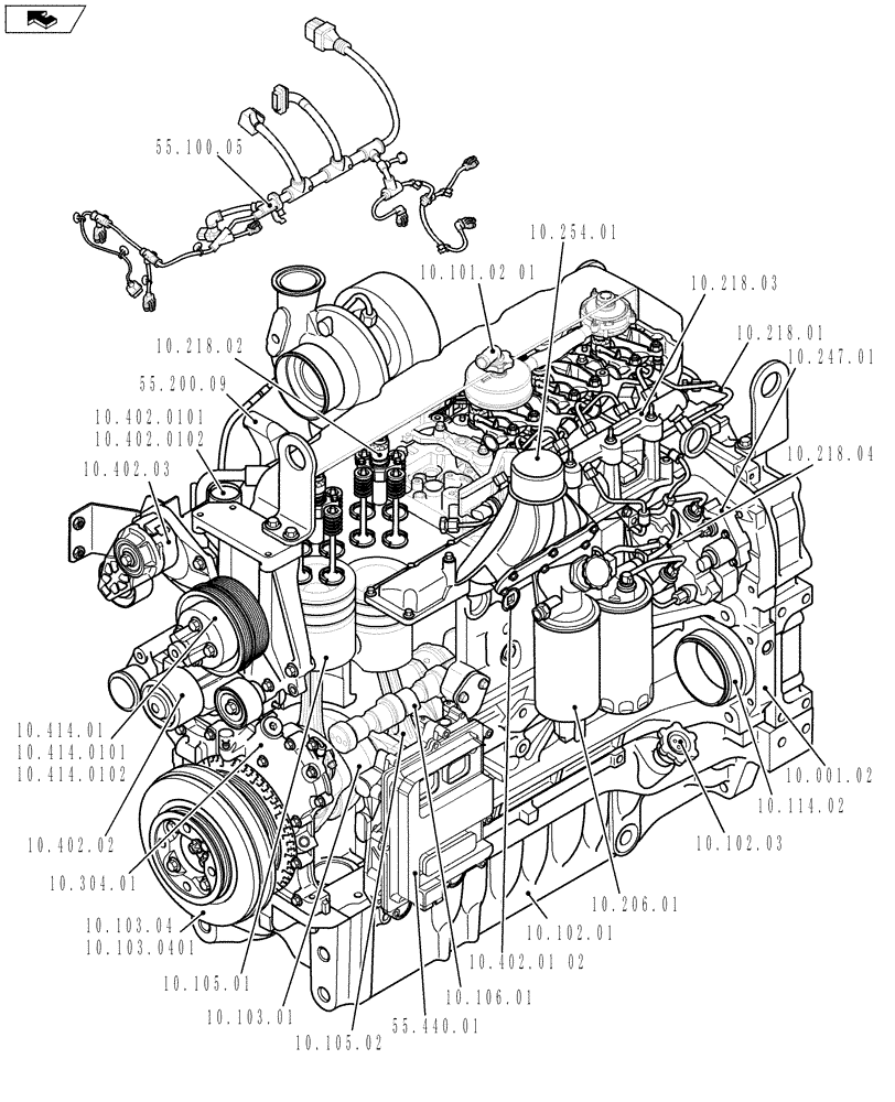 Схема запчастей Case IH F4DFE413D A002 - (10.000.01[01]) - ENGINE (84265765) (10) - ENGINE