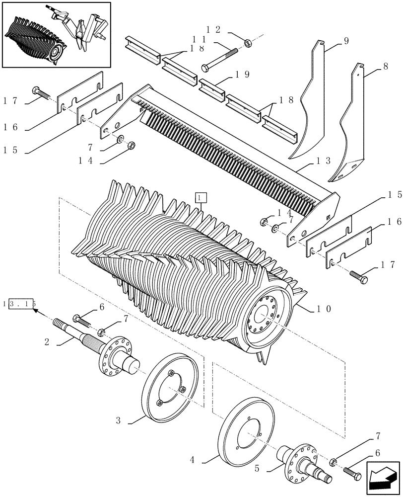 Схема запчастей Case IH LBX431R - (13.16[01]) - ROTOR (13) - FEEDER