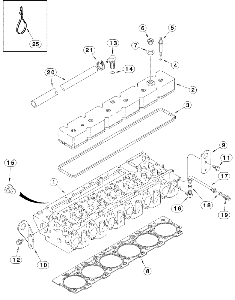 Схема запчастей Case IH 2377 - (02-24) - CYLINDER HEAD, COVER AND BREATHER - BSN HAJ0295001 (01) - ENGINE